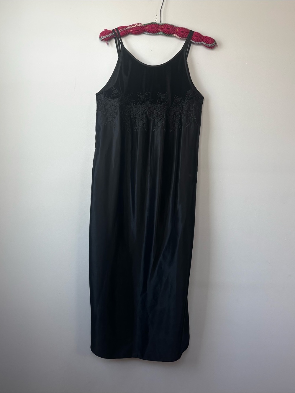 Black Satin and Velvet Slip Dress
